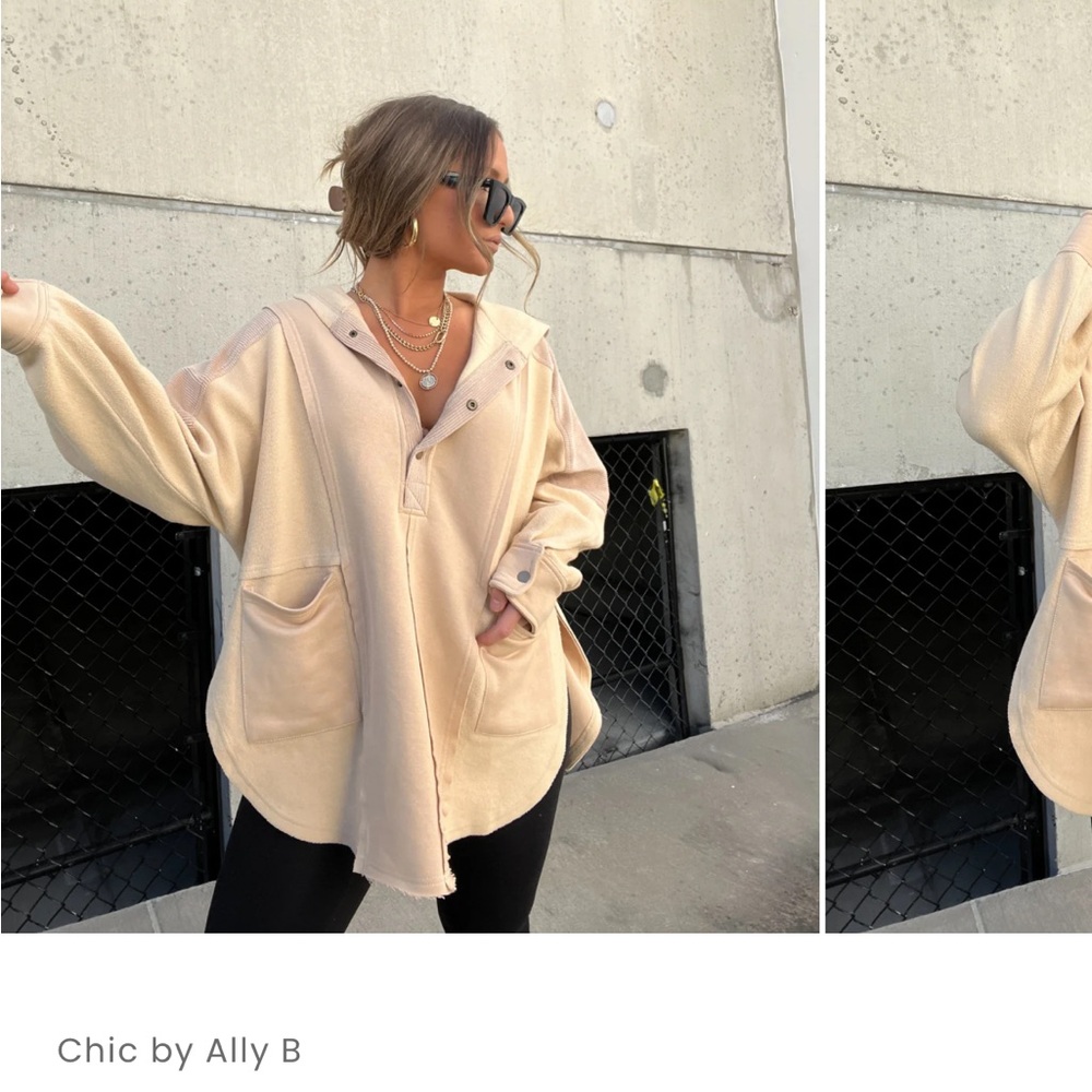 Aemi Mixed Media Hoodie Oatmeal